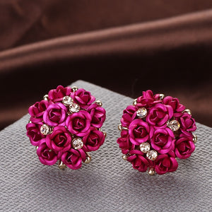Rose Bouquet Earrings, 9 Classic Colors