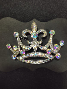 Crystal Crown Brooch