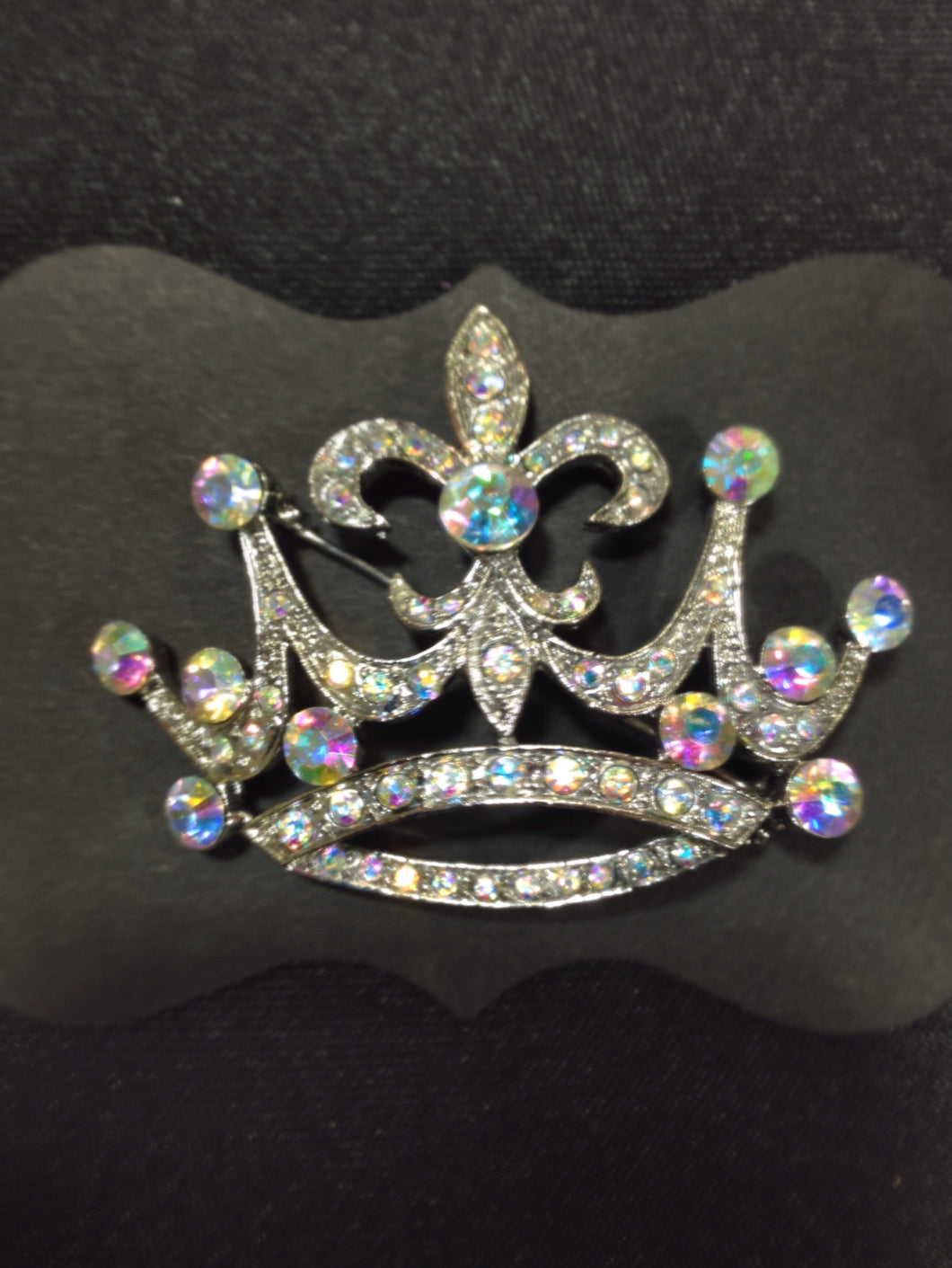 Crystal Crown Brooch