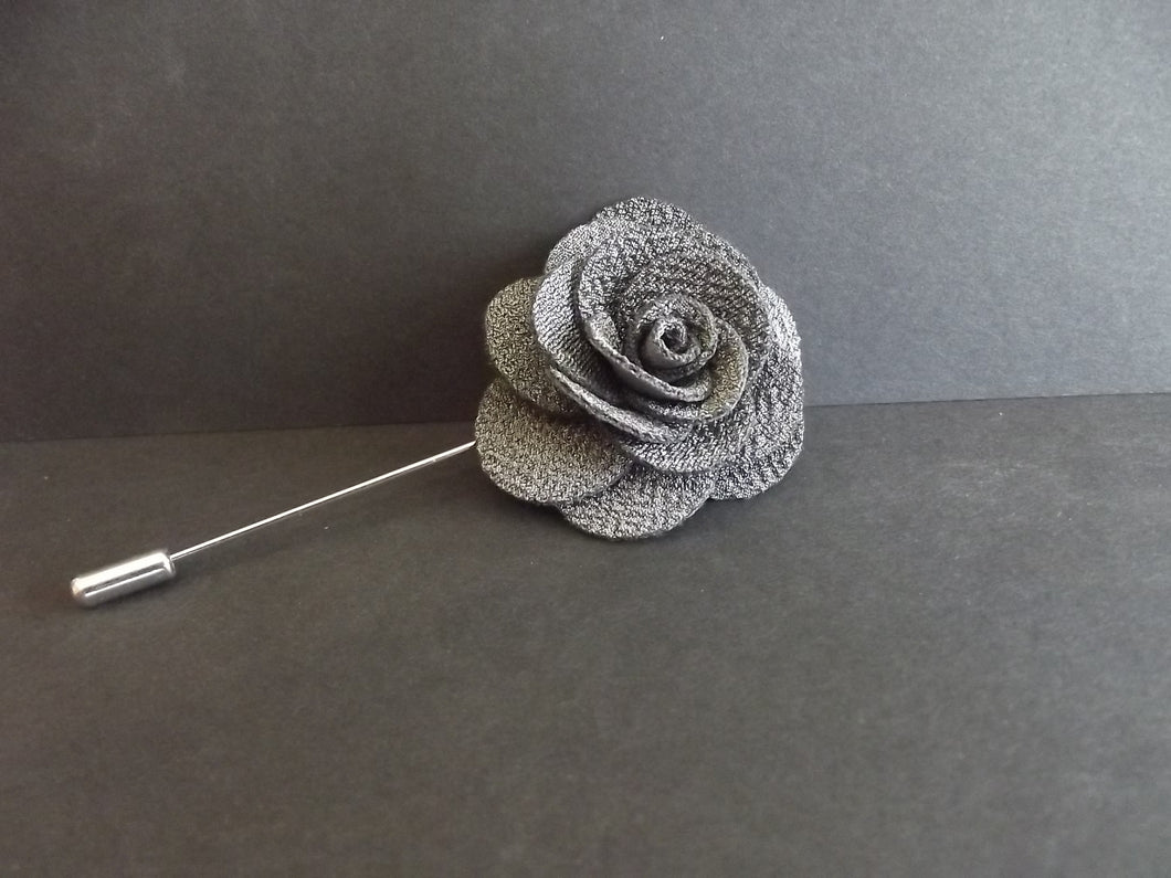 Gray Flower Lapel Pin - Textured