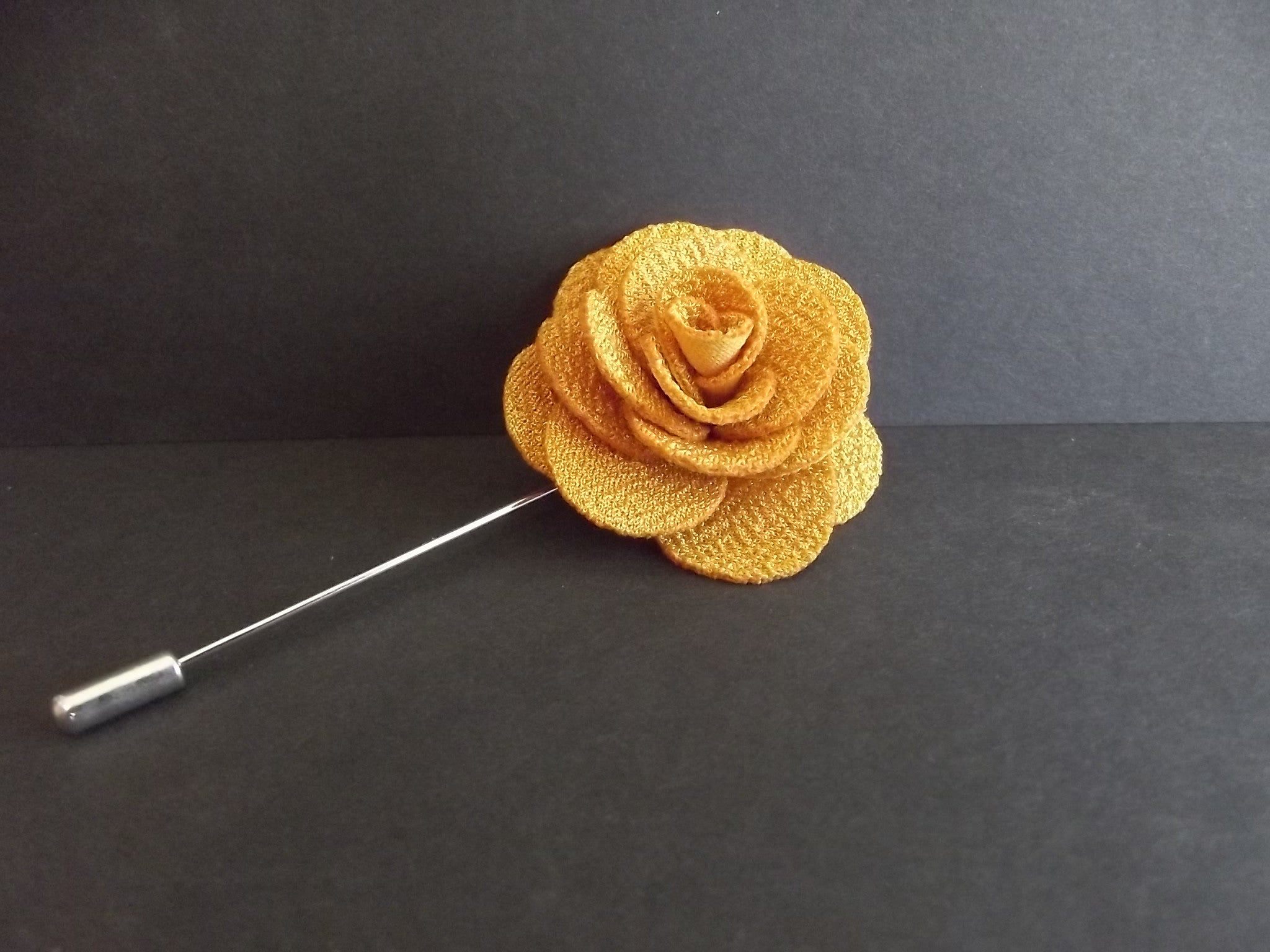 Gold Silk Flower Lapel Pin