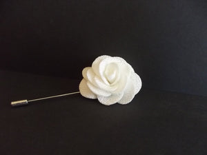 White Flower Lapel Pin - Textured