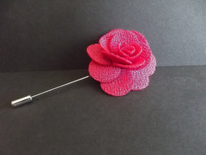 Magenta Flower Lapel Pin - Textured