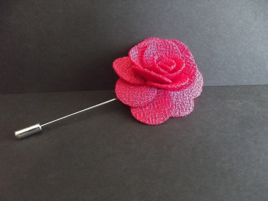 Magenta Flower Lapel Pin - Textured