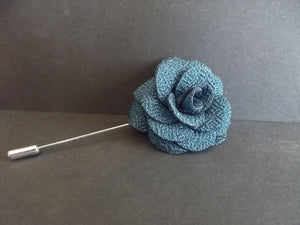 Teal Flower Lapel Pin - Textured