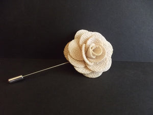 Ivory Flower Lapel Pin - Textured