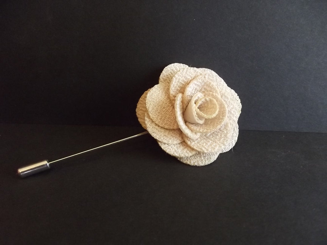 Ivory Flower Lapel Pin - Textured