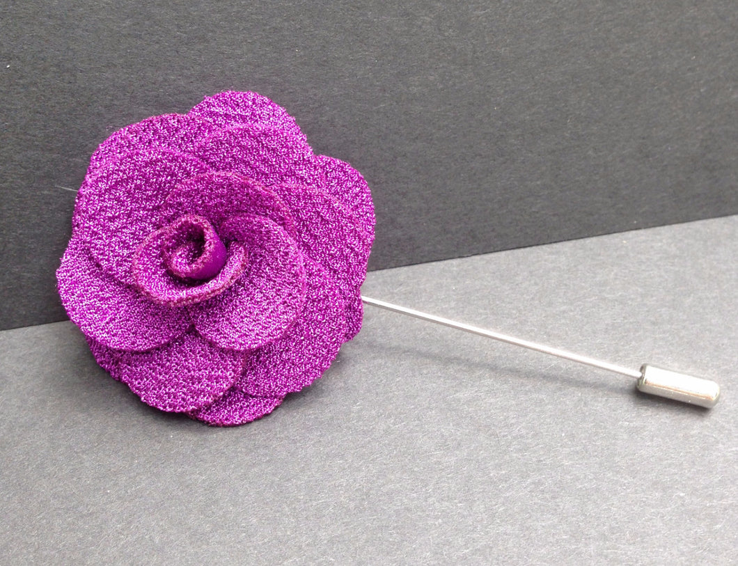 Purple Flower Lapel Pin - Textured