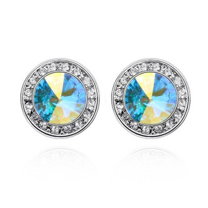 Small Crystal Halo Earrings, 9 Timeless Colors