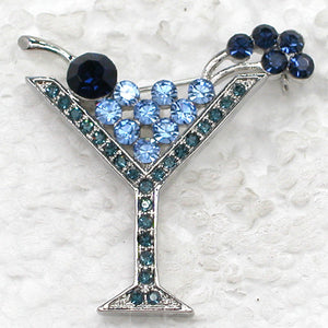 Martini Glass Brooch, 7 Classic Colors