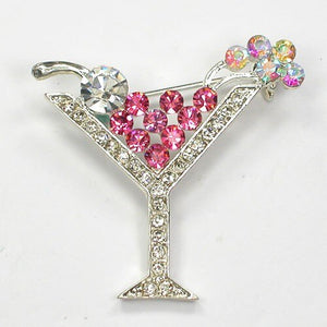 Martini Glass Brooch, 7 Classic Colors