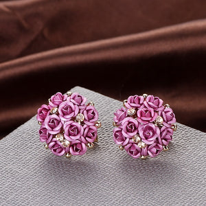 Rose Bouquet Earrings, 9 Classic Colors