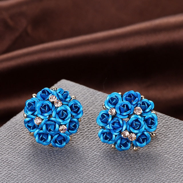 Rose Bouquet Earrings, 9 Classic Colors
