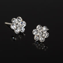 Load image into Gallery viewer, Small Crystal Flower Stud Earrings, 6 Traditional Colors
