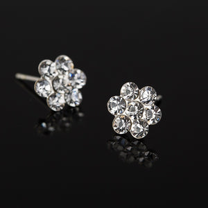 Small Crystal Flower Stud Earrings, 6 Traditional Colors