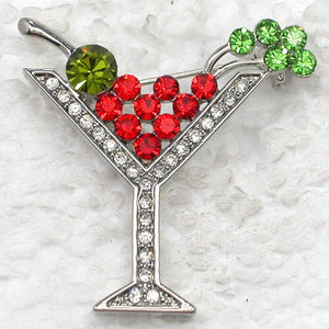 Martini Glass Brooch, 7 Classic Colors
