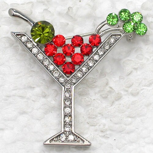 Martini Glass Brooch, 7 Classic Colors